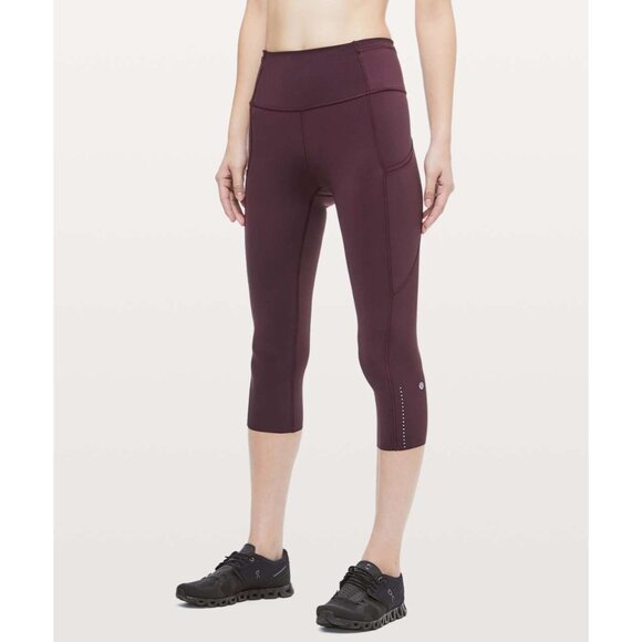 Lululemon Fast & Free Crop II *Nulux 19" Dark Adobe Plum size 6 - Picture 1 of 10